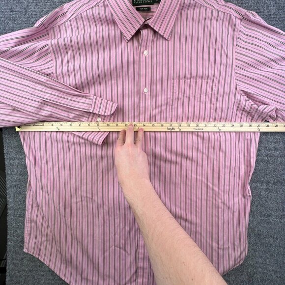 Lauren Ralph Lauren Button Up Shirt Adult 18 34/35 Pink Striped Long Sleeve Men - Picture 14 of 16